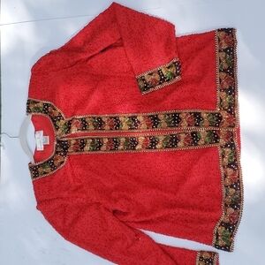 Lawrence Kozar Beaded Jacket bows on trim perfect condition Large